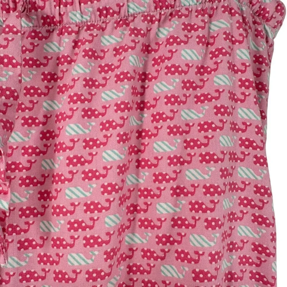 Vineyard Vines Pajama Bottoms Pink Womens Size M Cotton Whale Dot Pattern Lounge